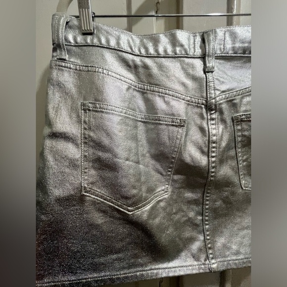 Madewell x Aimee Song denim mini skirt in coated silver size 29 NWT new - Picture 9 of 15